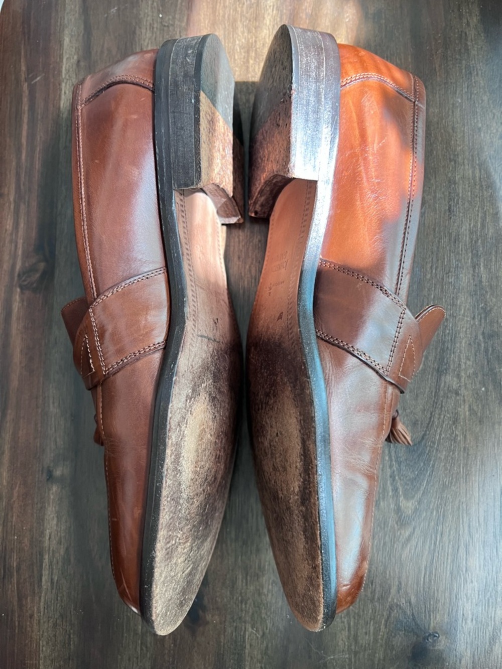 Johnston & Murphy Handcrafted in Italy Brown Leather Tassel Loafers 10 M - Picture 10 of 16